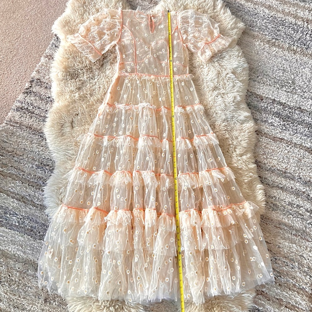 ✨Last Chance💋🌸🌼DÔEN ‘Orelia’ Daisy Embroidered Tiered Tulle Dress S✨ - Picture 10 of 15